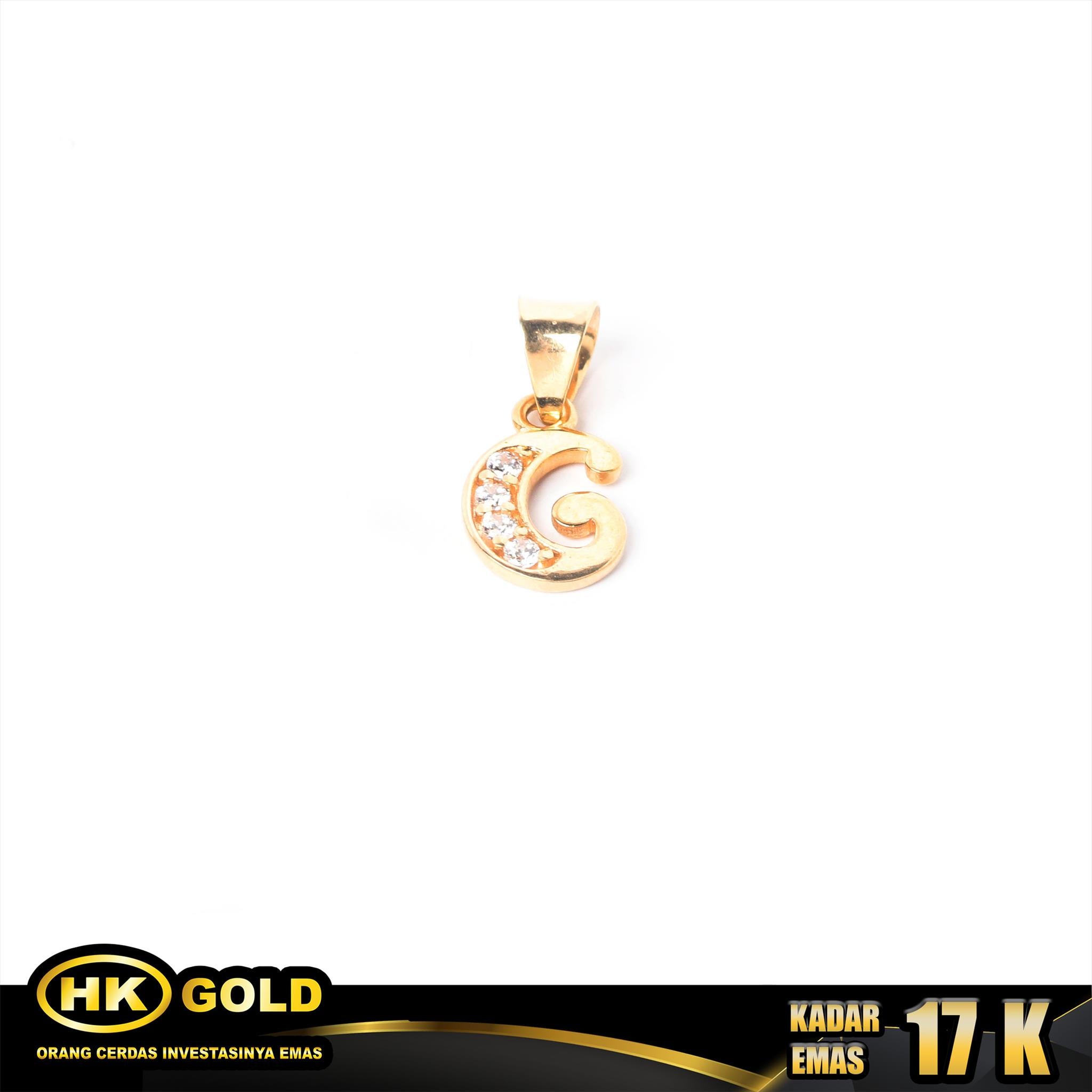 Liontin Emas 17K Type 191  Huruf 1 HK GOLD