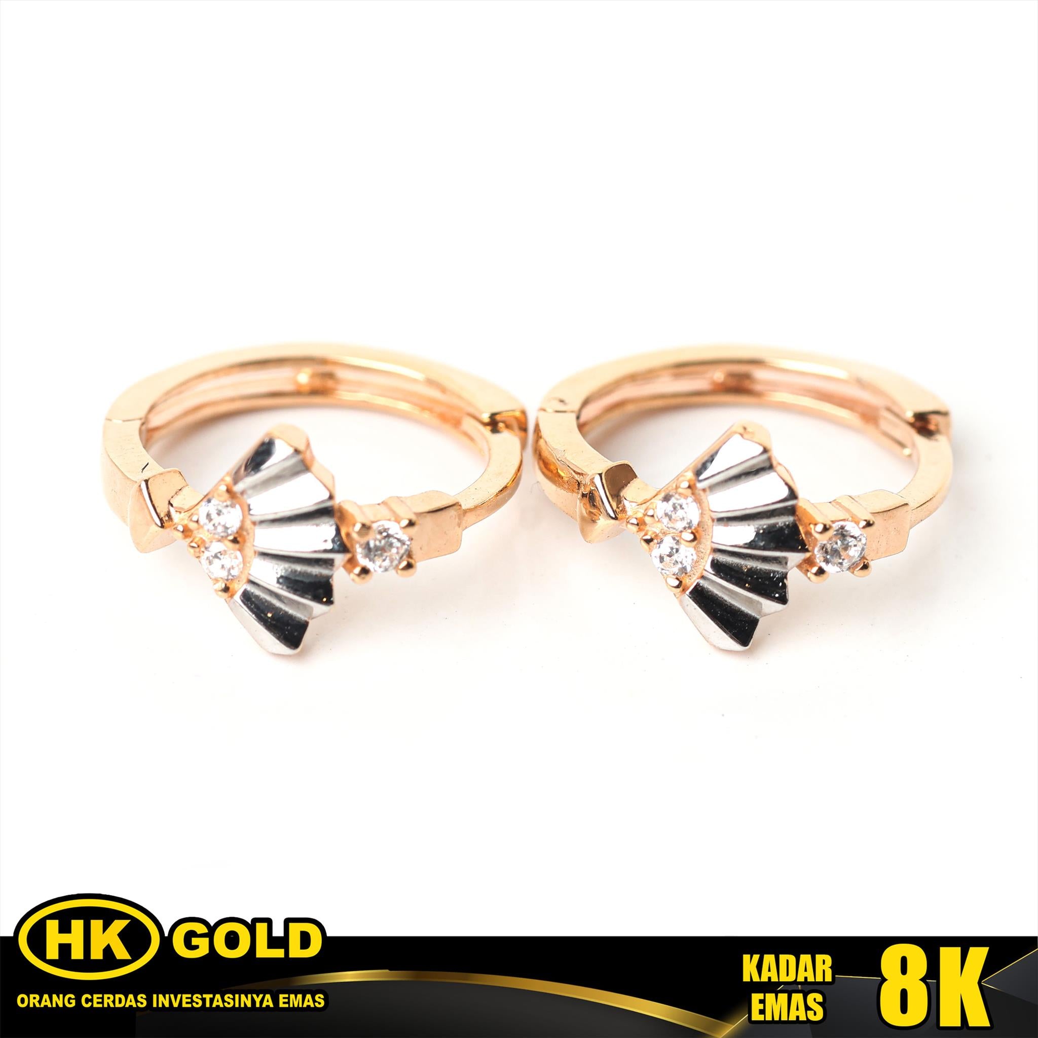 Anting Emas 8K Jepit Klip Wanita Type 383 HK GOLD
