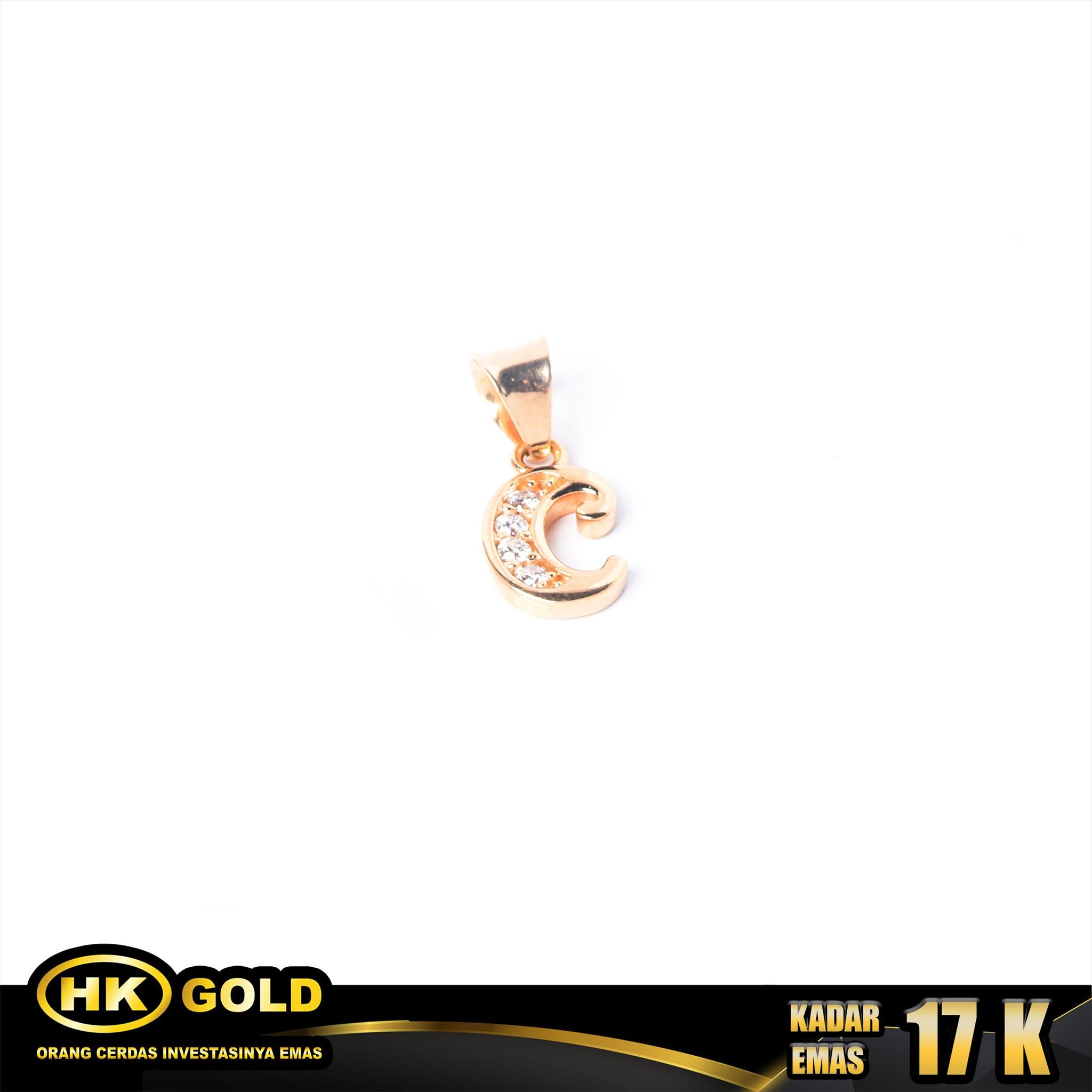 Liontin Emas 17K Type 191  Huruf 1 HK GOLD