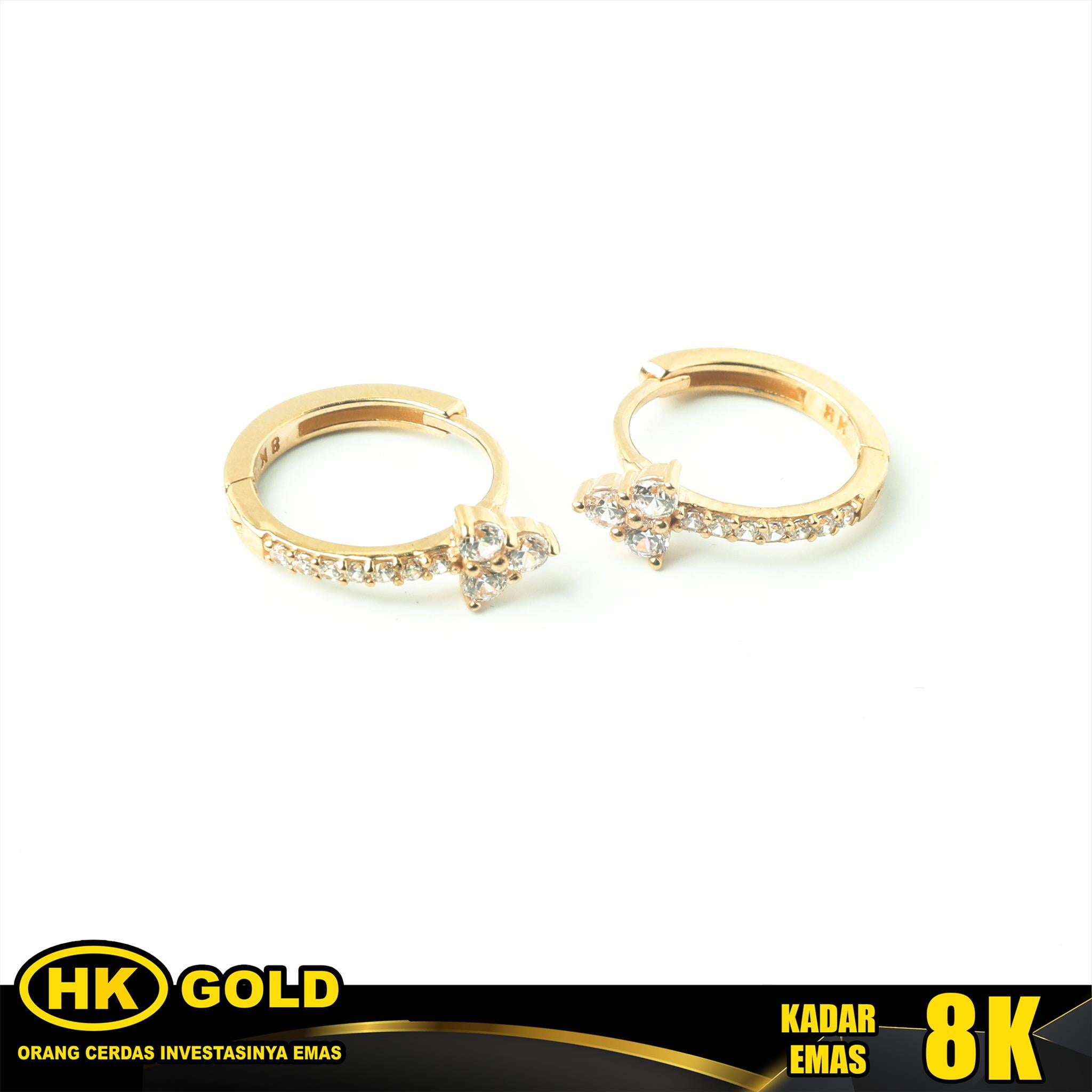 Anting Emas 8KJepit Wanita Type 341 HK GOLD