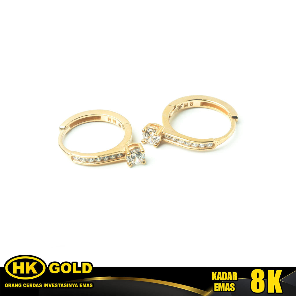 Anting Emas 8KJepit Wanita Type 341 HK GOLD