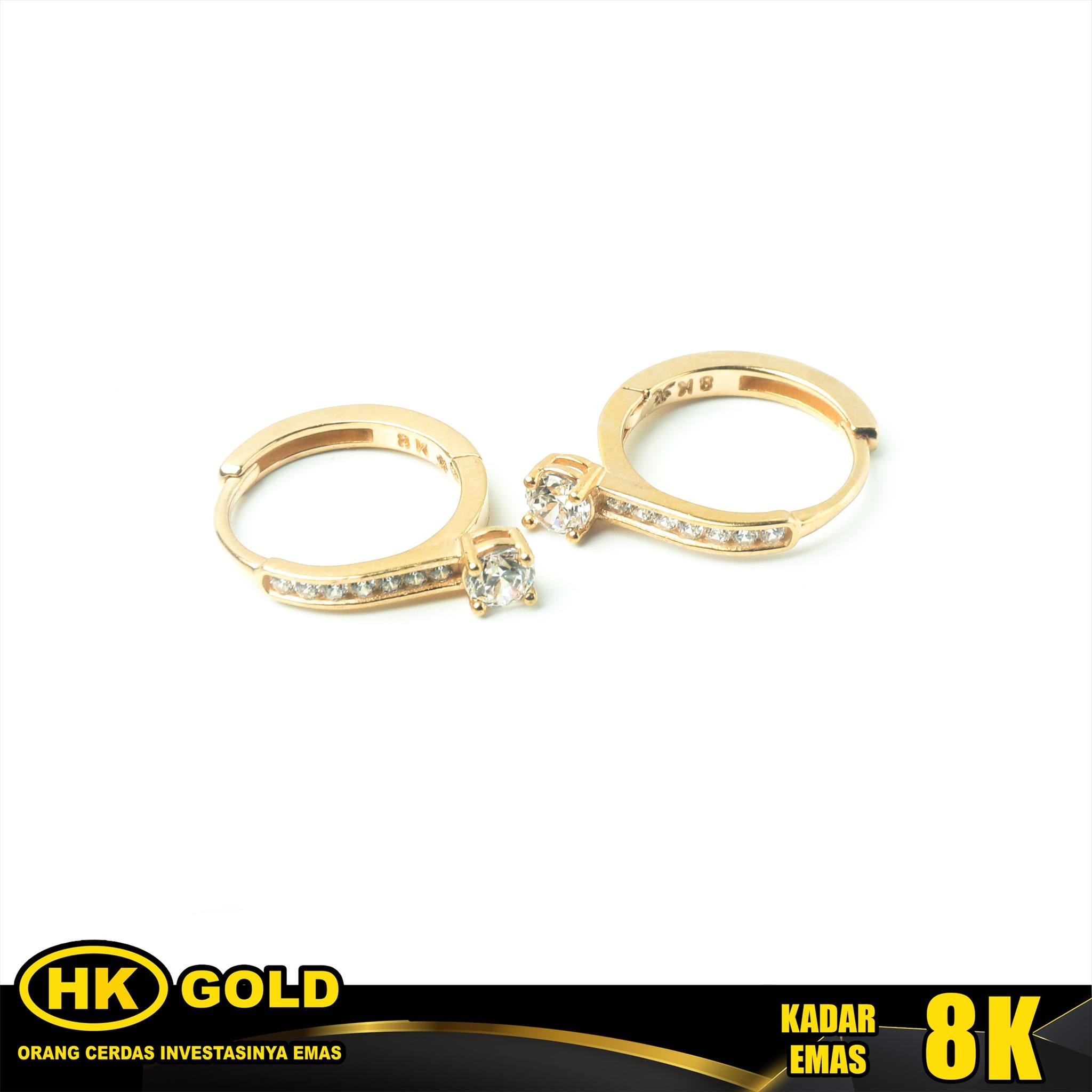 Anting Emas 8KJepit Wanita Type 341 HK GOLD