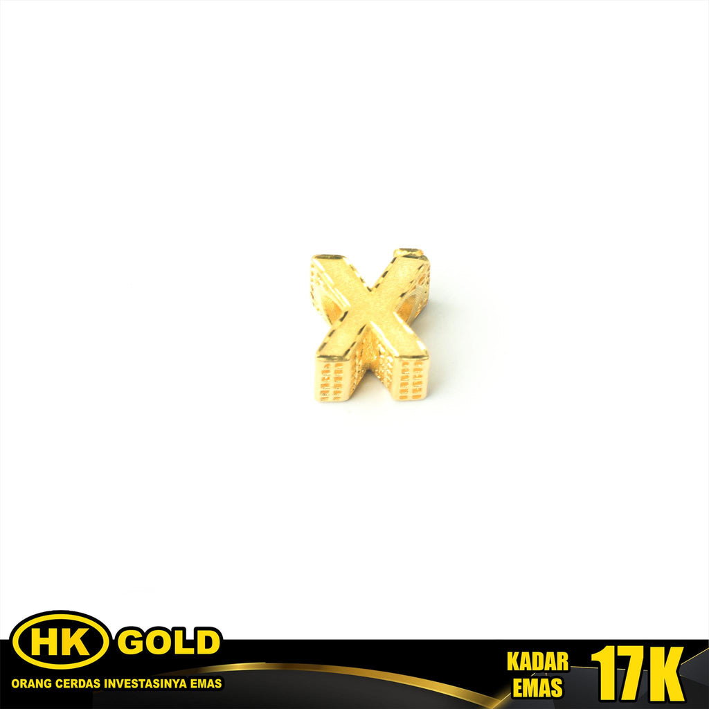 Liontin Emas 17K Pendant Huruf X HK GOLD